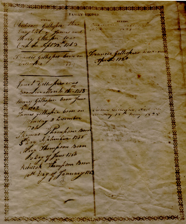 Gillespie Birth and Death Records